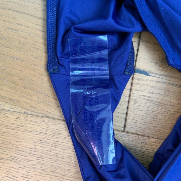 Trina Turk Paddle Suit Ruffle Monaco Navy Off Shoulder One Piece Swimsuit Size 8 - Picture 6 of 11